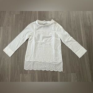 J. Crew White Eyelet Trim Blouse size 00